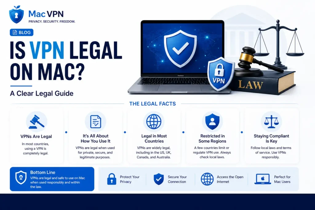 Is VPN Legal on Mac worldwide showing legal and restricted countries map